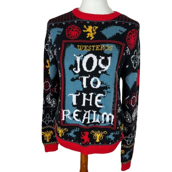 NWT HBO Game of Thrones Westeros Joy to the Realm Christmas Sweater Size M - Picture 1 of 6